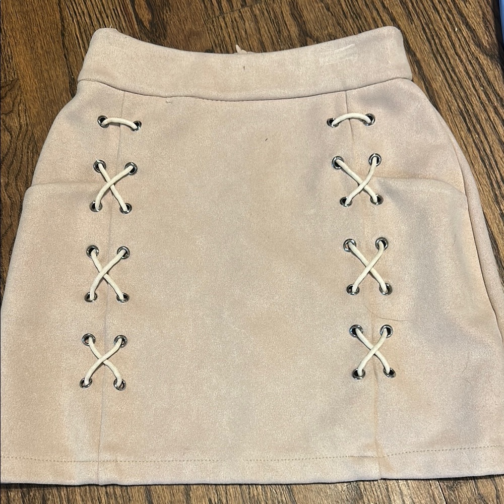 Stylish Cream Skirt with Lace-Up Detail